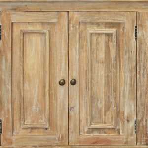 HomeRoots 60" Natural Distressed Solid Wood Sideboard - Stylish Storage with Unique Character & Brass Hardware 488676
