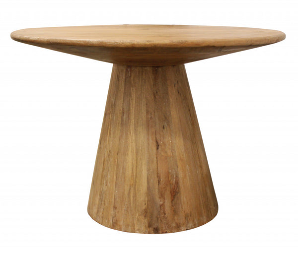 Homeroots 42" Natural Solid Wood Pedestal Base Round Top Dining Table   488681