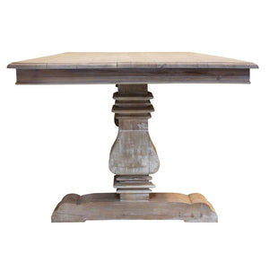 HomeRoots 84" Gray Solid Wood Dining Table - Rustic Charm, Hand-Carved Trestle Base, Seats 8 – Durable & Stylish 488683