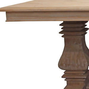 HomeRoots 84" Gray Solid Wood Dining Table - Rustic Charm, Hand-Carved Trestle Base, Seats 8 – Durable & Stylish 488683