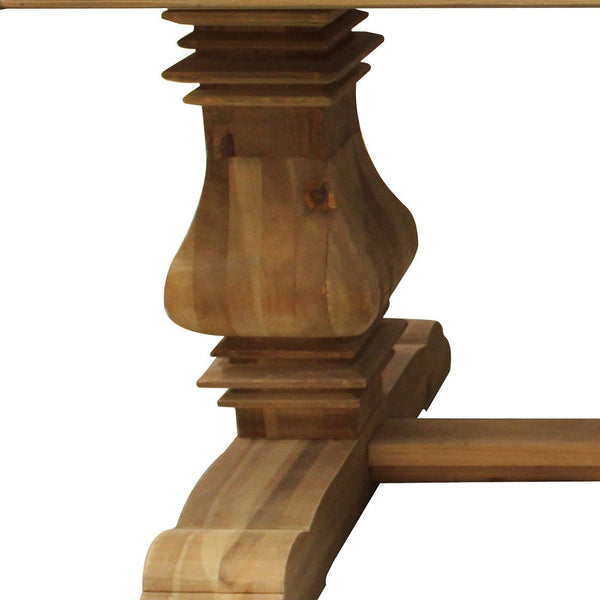 Homeroots 84" Natural Solid Wood Trestle Base Dining Table   488684