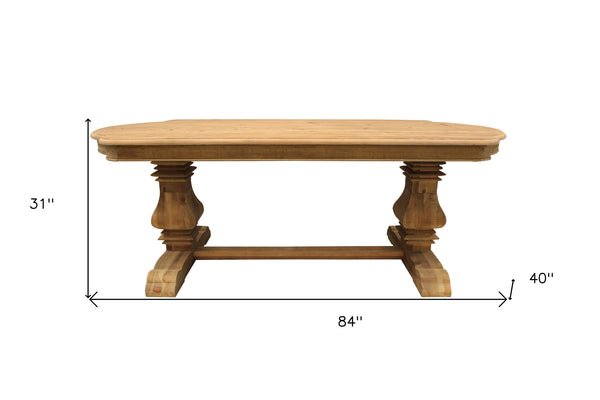 Homeroots 84" Natural Solid Wood Trestle Base Dining Table   488684