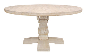 Homeroots 58" Natural Rounded Solid Wood Pedestal Base Dining Table   488688