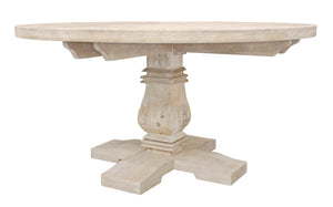 Homeroots 58" Natural Rounded Solid Wood Pedestal Base Dining Table   488688