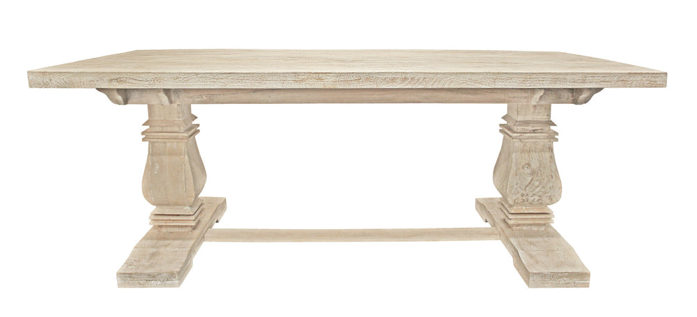 Homeroots 81" Antiqued White Solid Wood Trestle Base Dining Table   488689