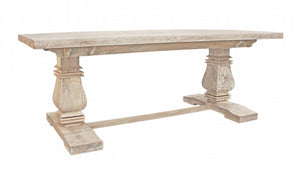 HomeRoots 81" Solid Wood Trestle Dining Table - Rustic Antiqued Charm for Stylish Gatherings & Everyday Use 488689