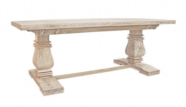 HomeRoots 81" Solid Wood Trestle Dining Table - Rustic Antiqued Charm for Stylish Gatherings & Everyday Use 488689