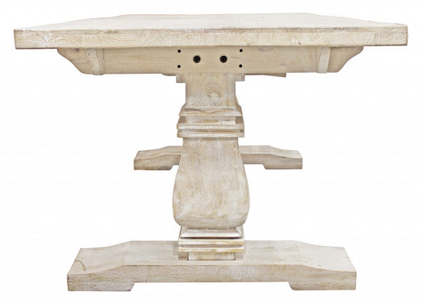 HomeRoots 81" Solid Wood Trestle Dining Table - Rustic Antiqued Charm for Stylish Gatherings & Everyday Use 488689