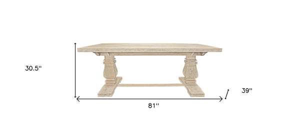 HomeRoots 81" Solid Wood Trestle Dining Table - Rustic Antiqued Charm for Stylish Gatherings & Everyday Use 488689