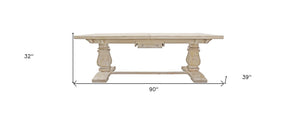 HomeRoots 90" Light Brown Solid Wood Dining Table with Butterfly Leaf - Rustic Charm for 10 Guests! 488690