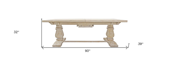 HomeRoots 90" Light Brown Solid Wood Dining Table with Butterfly Leaf - Rustic Charm for 10 Guests! 488690