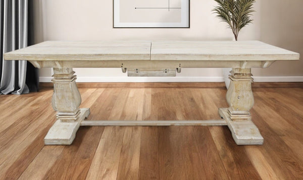 HomeRoots 90" Light Brown Solid Wood Dining Table with Butterfly Leaf - Rustic Charm for 10 Guests! 488690