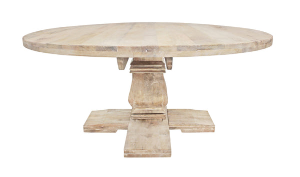 Homeroots 70" Brown Rounded Solid Wood Pedestal Base Dining Table   488691