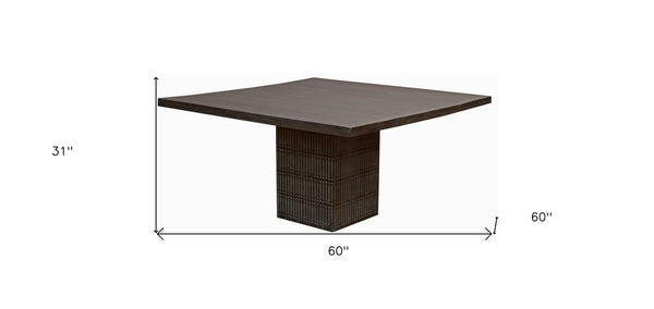 Homeroots 60" Antique Brown Square Solid Wood Dining Table   488693
