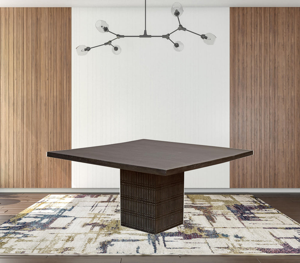 Homeroots 60" Antique Brown Square Solid Wood Dining Table   488693