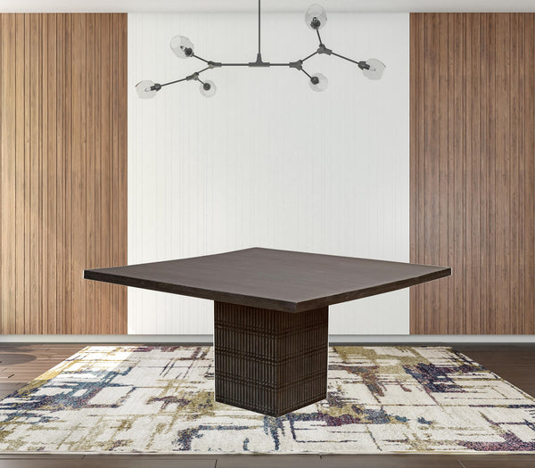 Homeroots 60" Antique Brown Square Solid Wood Dining Table   488693