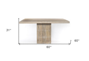 Homeroots 60" Ivory Square Solid Wood Pedestal Base Dining Table   488695