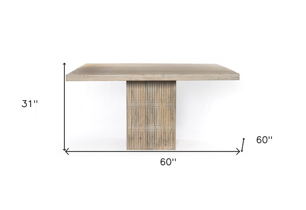 Homeroots 60" Ivory Square Solid Wood Pedestal Base Dining Table   488695
