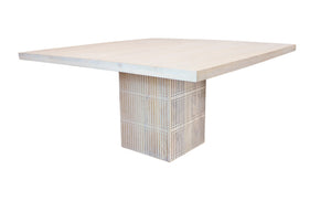 Homeroots 60" Ivory Square Solid Wood Pedestal Base Dining Table   488695