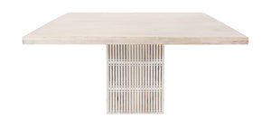 Homeroots 60" Ivory Square Solid Wood Pedestal Base Dining Table   488695