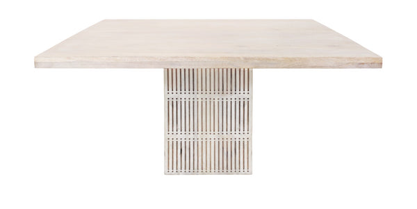 Homeroots 60" Ivory Square Solid Wood Pedestal Base Dining Table   488695