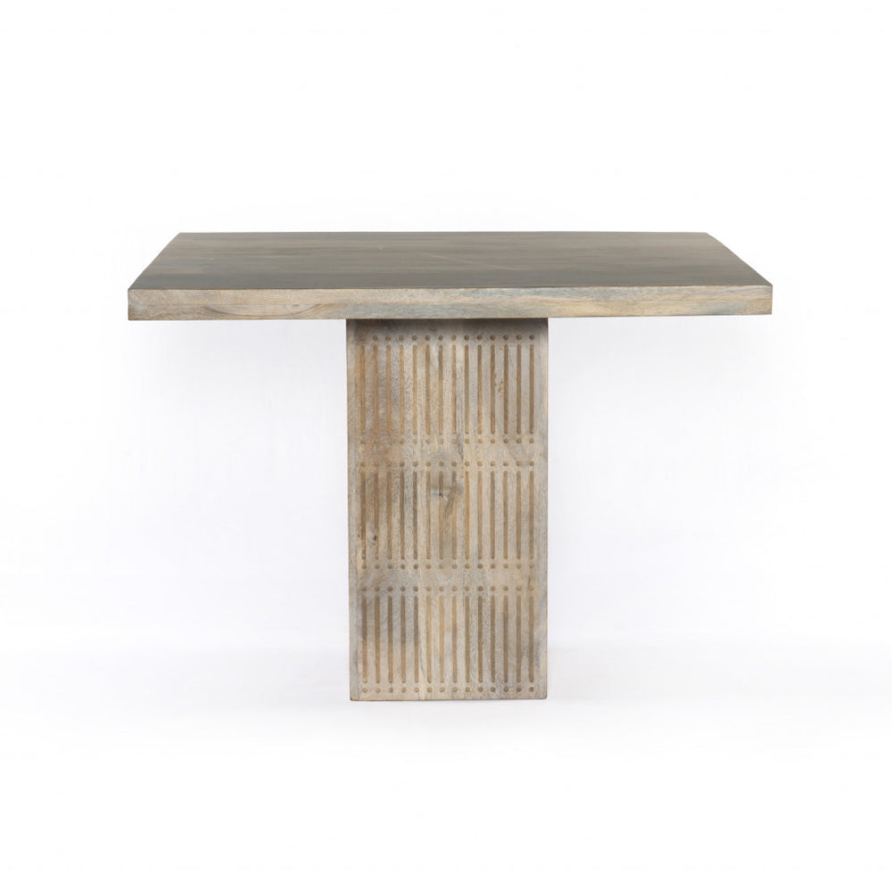 Homeroots 42" Natural Square Solid Wood Pedestal Base Dining Table   488696