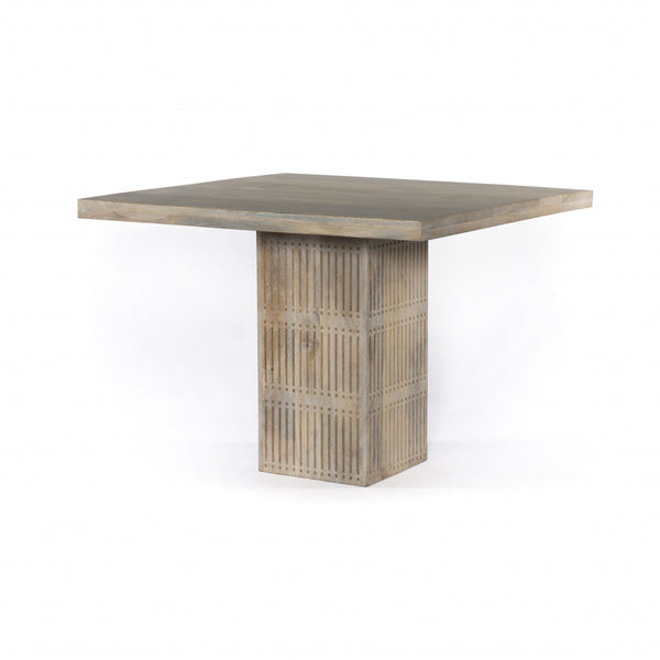 Homeroots 42" Natural Square Solid Wood Pedestal Base Dining Table   488696