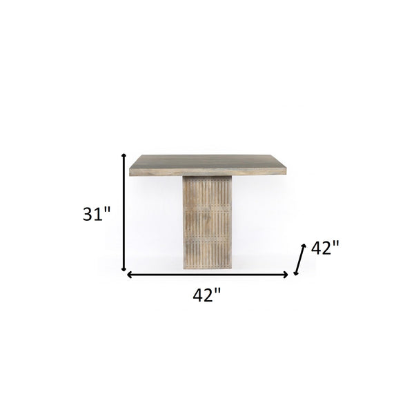 Homeroots 42" Natural Square Solid Wood Pedestal Base Dining Table   488696