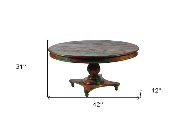 HomeRoots 42" Rustic Reclaimed Solid Wood Dining Table with Distressed Finish – Seats 4, Perfect for Any Space 488698