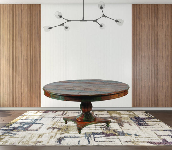 HomeRoots 42" Rustic Reclaimed Solid Wood Dining Table with Distressed Finish – Seats 4, Perfect for Any Space 488698