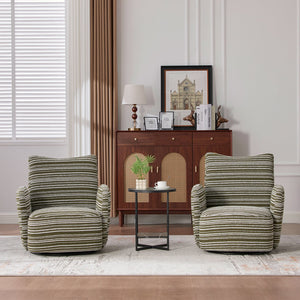 English Elm Modern Boucle 360° Swivel Leisure Chair with High‑Resilience Sponge, Supportive Curve, 550lb Capacity Olive Green W395P355490