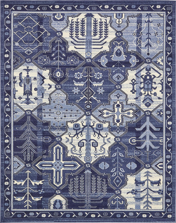 Unique Loom La Jolla Cathedral Machine Made Geometric Rug Blue, Ivory/Light Blue/Navy Blue 8' 0" x 10' 0"