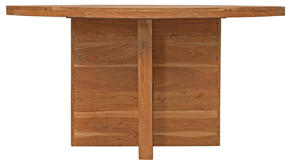 Homeroots 60" Natural Rounded Solid Wood Pedestal Base Dining Table   488702