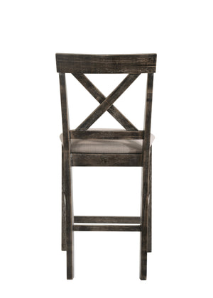 English Elm Martha Linen Counter-Height Chair with X Back and Padded Seat — Weathered Gray Finish, Sturdy Build Gray,Tan 42 L x 18 W x 9 H B2726P264964