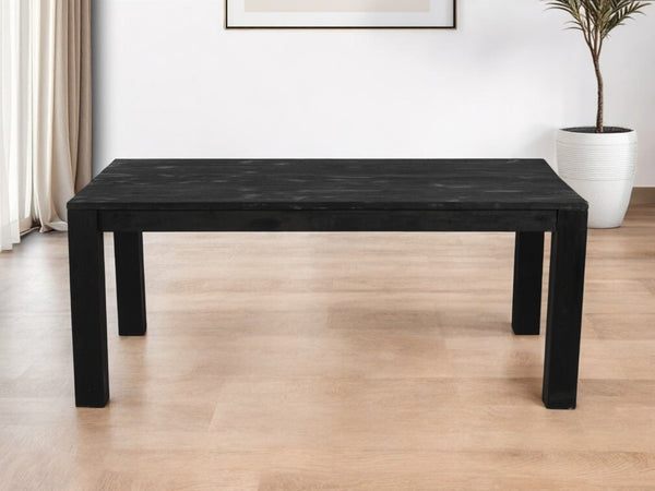 HomeRoots 72" Dark Gray Solid Wood Dining Table - Rustic Elegance for 6, Durable & Distressed Charm for Any Home 488705