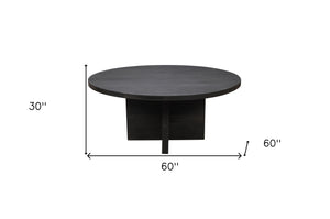 Homeroots 60" Gray Rounded Solid Wood Pedestal Base Dining Table   488706