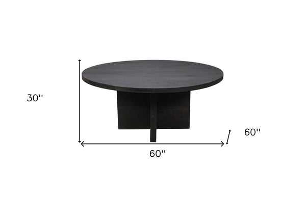 Homeroots 60" Gray Rounded Solid Wood Pedestal Base Dining Table   488706