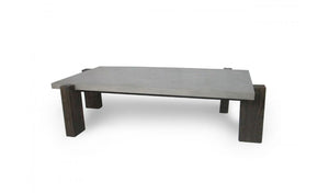 Homeroots 33" Walnut And Dark Grey Concrete Rectangular Coffee Table   488711