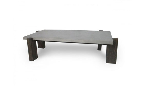 Homeroots 33" Walnut And Dark Grey Concrete Rectangular Coffee Table   488711