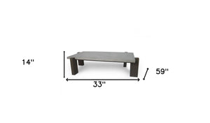 Homeroots 33" Walnut And Dark Grey Concrete Rectangular Coffee Table   488711