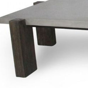 Homeroots 33" Walnut And Dark Grey Concrete Rectangular Coffee Table   488711
