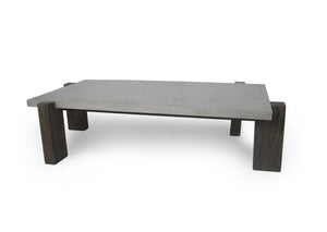 Homeroots 33" Walnut And Dark Grey Concrete Rectangular Coffee Table   488711