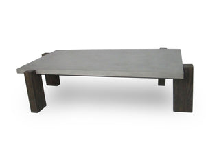 Homeroots 33" Walnut And Dark Grey Concrete Rectangular Coffee Table   488711