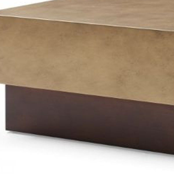 Homeroots 39" Bronze And Brown Copper And Steel Square Coffee Table   488713