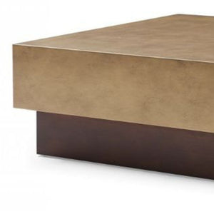 Homeroots 39" Bronze And Brown Copper And Steel Square Coffee Table   488713