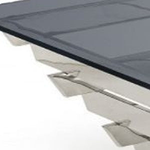 Homeroots 39" Silver And Smoked Glass Square Coffee Table   488714