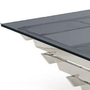 Homeroots 39" Silver And Smoked Glass Square Coffee Table   488714