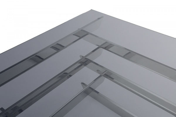 Homeroots 39" Silver And Smoked Glass Square Coffee Table   488714