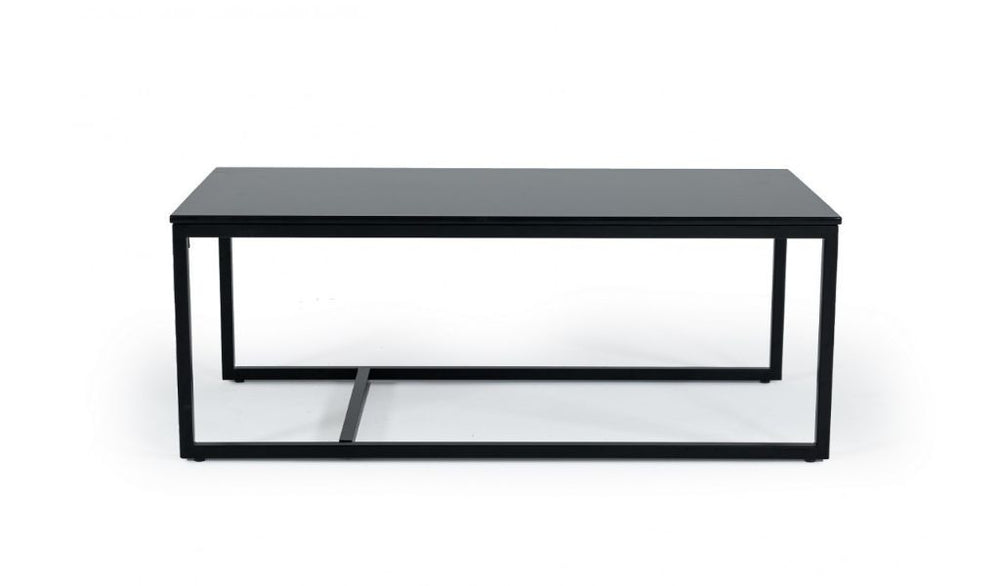 Homeroots 47" Black And Black Marble Stone Rectangular Coffee Table   488715