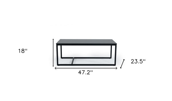 Homeroots 47" Black And Black Marble Stone Rectangular Coffee Table   488715